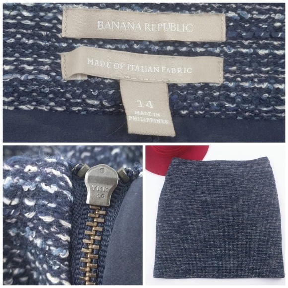 Banana 🍌 Republic |Navy White Italian Tweed Skirt - Picture 7 of 8